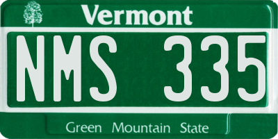 VT license plate NMS335