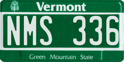 VT license plate NMS336