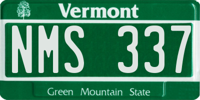 VT license plate NMS337