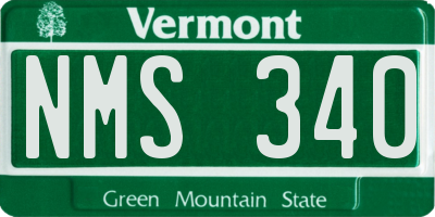VT license plate NMS340