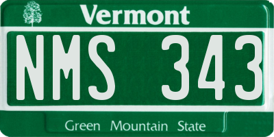 VT license plate NMS343