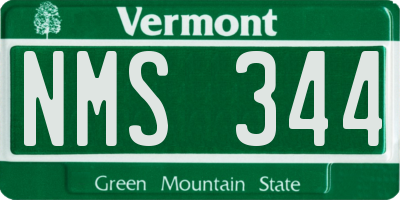 VT license plate NMS344