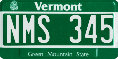VT license plate NMS345