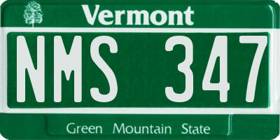 VT license plate NMS347
