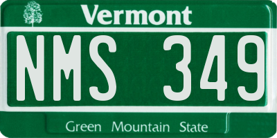 VT license plate NMS349