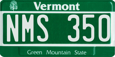 VT license plate NMS350