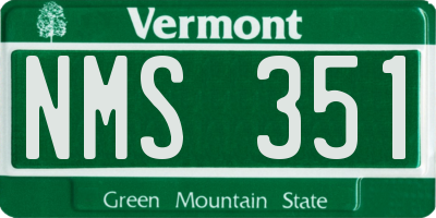 VT license plate NMS351