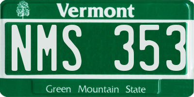 VT license plate NMS353