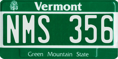 VT license plate NMS356