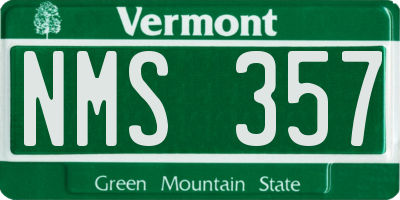 VT license plate NMS357