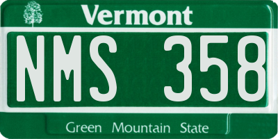 VT license plate NMS358
