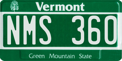 VT license plate NMS360