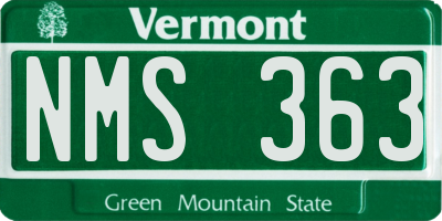 VT license plate NMS363