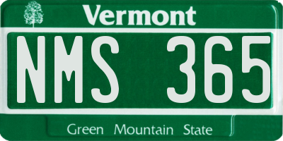 VT license plate NMS365