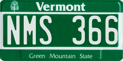 VT license plate NMS366