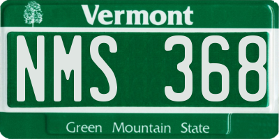 VT license plate NMS368