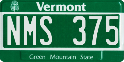 VT license plate NMS375