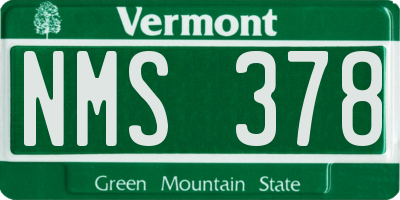 VT license plate NMS378