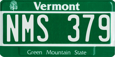VT license plate NMS379