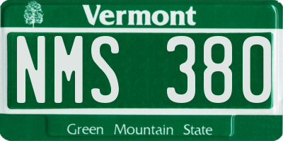 VT license plate NMS380
