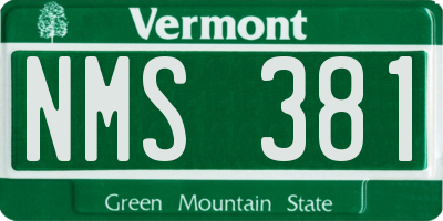 VT license plate NMS381