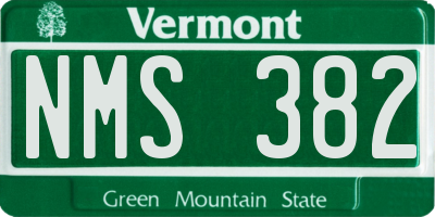 VT license plate NMS382