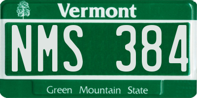 VT license plate NMS384