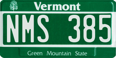 VT license plate NMS385