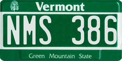 VT license plate NMS386