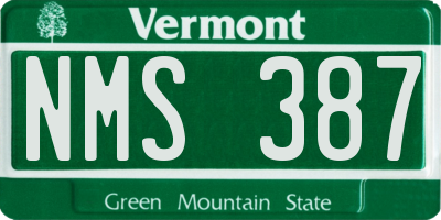 VT license plate NMS387