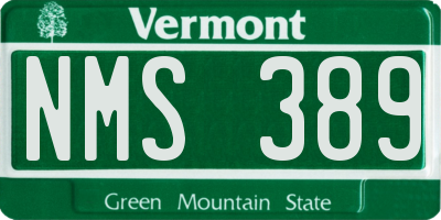 VT license plate NMS389