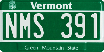 VT license plate NMS391