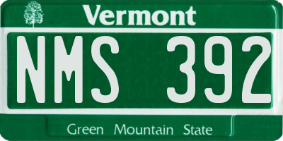 VT license plate NMS392