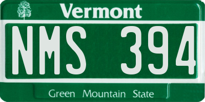 VT license plate NMS394