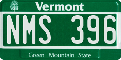 VT license plate NMS396