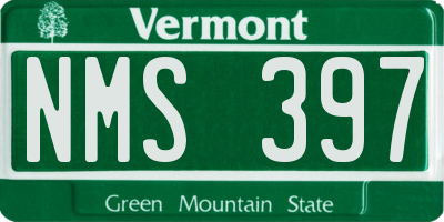 VT license plate NMS397