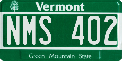 VT license plate NMS402