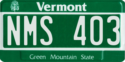 VT license plate NMS403