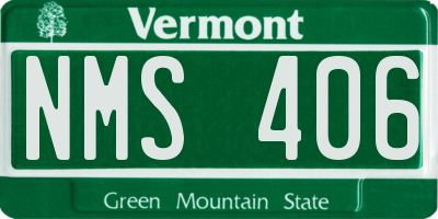 VT license plate NMS406