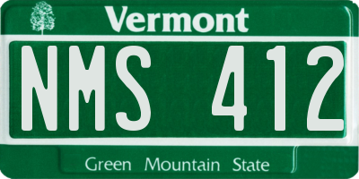 VT license plate NMS412