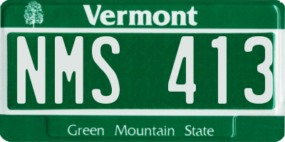 VT license plate NMS413