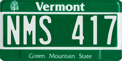 VT license plate NMS417