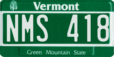 VT license plate NMS418