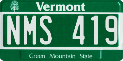 VT license plate NMS419