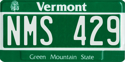 VT license plate NMS429