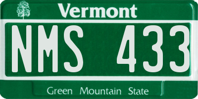 VT license plate NMS433