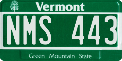 VT license plate NMS443