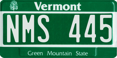 VT license plate NMS445
