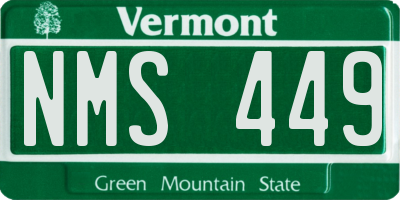 VT license plate NMS449