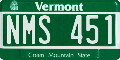 VT license plate NMS451